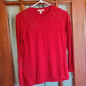 Red embellished sweater